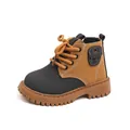 Classic kids ankle boots featuring a dual-tone grey and brown leatherette design - 21 (13.5cm) / Black