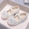 Scarpe da principessa bianche per bambine con fiocco di pizzo e cinturino di perle - EU 26 / Bianco
