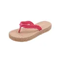 Women's rose red flip flops with woven straps and slip-resistant light brown soles - 23-24 / Rose Red