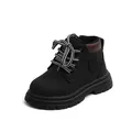 Mattschwarze Kinder-Outdoor-Stiefel mit robuster Gummisohle und braunem Rand - EU 21 / Schwarz
