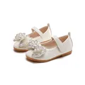 Scarpe Mary Jane bambina bianco iridescente con fiore di strass e dettaglio in pizzo - Taglia 21 (Lunghezza Interna 13CM) / Bianco