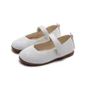 Sparkling silver glitter Mary Jane shoes for girls with scalloped edge and velcro strap - Size 21 (Inner Length 13cm) / White