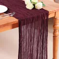 Deep purple cheesecloth table runner with bohemian crinkle texture for wedding decor - 90x180cm / Dark Wine Red