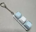 Mechanical keyboard fidget toy keychain with light blue and white keycaps and metal ring - 3-Key White Shell Blue White Blue