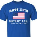 Navy blue 250th anniversary USA patriot t-shirt with July 4 1776-2026 commemorative print - Blue
