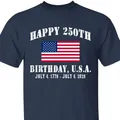 Navy blue casual T-shirt featuring the USA 250th anniversary commemorative July 4 flag print - XS / Navy Blue