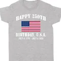 Heather grey t-shirt featuring American flag and 250th anniversary commemorative print - Gray