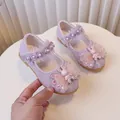 Sparkly purple girls Mary Jane shoes with glitter, bunny rabbit and bow details - EU 21 / Pink
