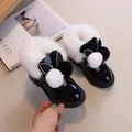 Meisjes sneeuwlaarzen van zwart lakleer met konijnenoren en zacht imitatiebont - 21 (13cm) / Zwart