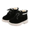 Schwarze Kinder-Winterstiefel mit warmem Fleecefutter und rutschfester Gummisohle - Größe 21 Innenlänge 13cm / Wattiert Schwarz