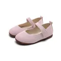 Pink glitter Mary Jane shoes for girls with scalloped edges and velcro strap - Size 21 (Inner Length 13cm) / Pink