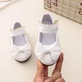 Weiße Mary Jane Schuhe für Mädchen mit Schleife und Spitzenriemen für festliche Anlässe - Größe 21 (Innenlänge 13CM) / Weiß