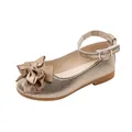 Chaussures princesse fille dorées à paillettes avec grand nœud en satin élégant - Taille 21 (13.5cm) / Doré