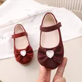 Glitzernde rote Mary Jane Schuhe für Mädchen mit großer Schleife und Herz-Edelstein - Größe 21 (Innenlänge 13CM) / Rot