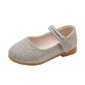 Sparkling champagne gold Mary Jane shoes for girls with pearls and rhinestones decoration - Size 21 (Inner Length 13CM) / Gold (S336)