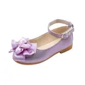 Chaussures Mary Jane violettes pailletées pour filles avec grand nœud en satin élégant - Taille 21 (13.5cm) / Violet