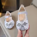 Chaussures de princesse argentées pour filles avec paillettes et nœud en strass chic - Taille 21 (13.5cm) / Argent