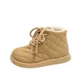 Gesteppte khakifarbene Winterstiefel für Mädchen mit warmem Kunstlammfell-Futter - EU 30 (Innenlänge 18.2cm) / Khaki (N1363)