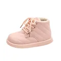 Rosa gesteppte Stiefeletten für Mädchen mit warmem Fleecefutter und Schnürverschluss - EU 30 (Innenlänge 18.2cm) / Rosa (N1363)