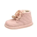 Stivali da neve trapuntati rosa per bambina con calda fodera in peluche e decori floreali - EU 30 (Lunghezza Interna 18.2cm) / Rosa (N2366)