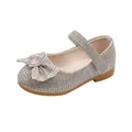 Gold glitzernde Mädchen Mary Jane Schuhe mit Herzschleife und rutschfester Sohle - Größe 21 (Innenlänge 13CM) / Gold