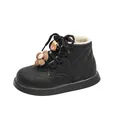 Stivaletti neri trapuntati da bambina con fodera di peluche e decorazione floreale - Taglie 21-25 (5 Paia/Confezione) / Nero (N2366)