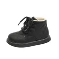 Stivaletti neri trapuntati da bambina con fodera calda in pelliccia sintetica e lacci - Taglie 21-25 (5 Paia/Confezione) / Nero (N1363)