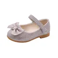 Glitzernde lila Prinzessin Mary Jane Schuhe für Mädchen mit Herzschleife und Klettverschluss - Größe 21 (Innenlänge 13CM) / Rosa