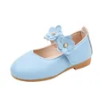 Hellblaue Mary Jane Schuhe für Mädchen mit Blumen- und Perlendekor und Gummisohle - Größe 21 (Innenlänge 13.5cm) / Blau