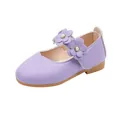 Lilafarbene Mädchen Mary Jane Prinzessinenschuhe mit 3D-Blumenperlen und Gummisohle - Größe 21 (13.5cm) / Lila