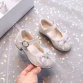 Beige Mary Jane princess shoes for girls with glitter bow and crystal details - EU 30 / Gold