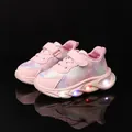 Pink LED light-up sneakers for girls with heart prints and rainbow gradient finish - Size 26 Insole 16.5cm / Pink Heart