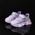Toddler girls LED light-up sneakers in purple featuring lightning patterns and velcro strap - EU 21 / Purple