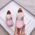 Pink Mary Jane shoes for girls with glitter finish and mesh flower pearl accents - EU 21 / Pink