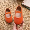 Orangefarbene Mary Jane Ballerinas für Mädchen mit mattem Finish und elastischem Riemen - EU 21 / Orange