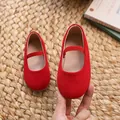 Rote Mädchen Mary Jane Ballerinas mit elastischem Riemen und weicher Wildleder-Optik - EU 21 / Rot