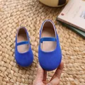 Vibrant Klein blue Mary Jane shoes for girls with elastic strap and matte texture finish - Blue