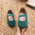 Dark green matte Mary Jane flat shoes for girls with elastic strap and round toe - Dark Green