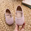 Pink candy-colored Mary Jane flat shoes for girls with elastic strap and matte texture - Pink