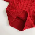 Maglione rosso pesante a trecce per bambini con motivi vintage e bordo a coste - 90 / Rosso