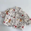 Giacca di jeans per bambini a maniche lunghe con stampe di cartoni animati colorati - 90cm / Beige