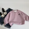 Detail of baby round neck sweatshirt in pale pink-purple with BABYSKY letter print - Purple Pink / 90cm