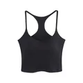 Sleeveless black racerback crop top in ribbed fabric for yoga and fitness training - S / Black
