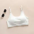 White seamless cooling V-back sports camisole with adjustable straps and built-in pads - S / White