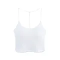 Camisola corta de punto acanalado blanco con tirantes finos y textura suave - S / Blanco