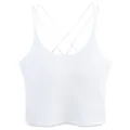 Top corto a costine bianco da donna con spalline sottili incrociate e tessuto morbido - S / Bianco