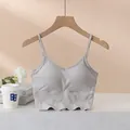 Slim fit light grey ribbed camisole with built-in pads and V-neckline on a hanger - S / Gray