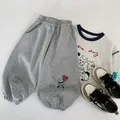 Pantalon de jogging gris pour enfants avec imprimé ours et t-shirt à manches longues assorti - 90cm / Gris Chiné