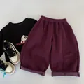 Conjunto de sudadera negra con dibujos animados y pantalones anchos morados para niños - 130 / Púrpura Oscuro