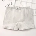Heather grey cotton girl's boxer shorts featuring a delicate bow and elastic waistband - M / Heather Gray